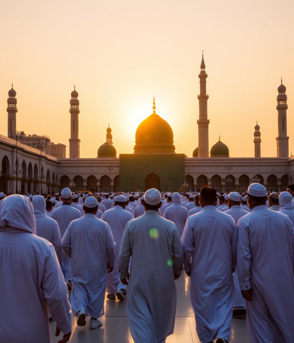 Pilgrims at the Prophet's Mosque in Madinah